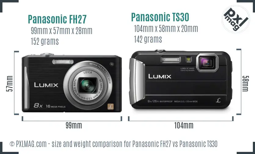 Panasonic FH27 vs Panasonic TS30 size comparison