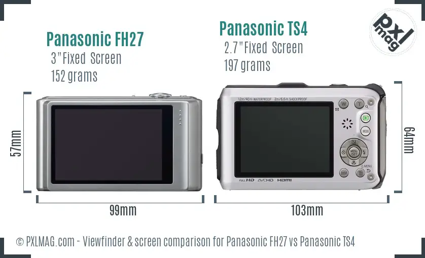 Panasonic FH27 vs Panasonic TS4 Screen and Viewfinder comparison