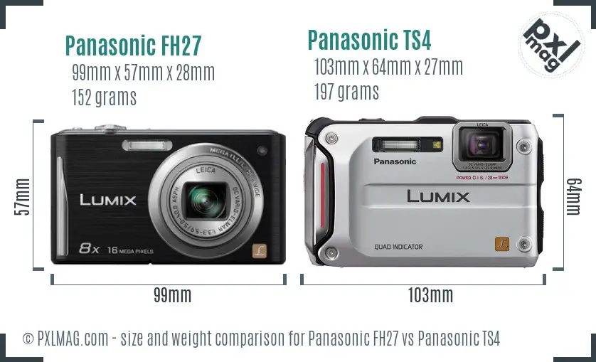 Panasonic FH27 vs Panasonic TS4 size comparison