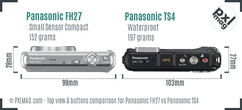 Panasonic FH27 vs Panasonic TS4 top view buttons comparison