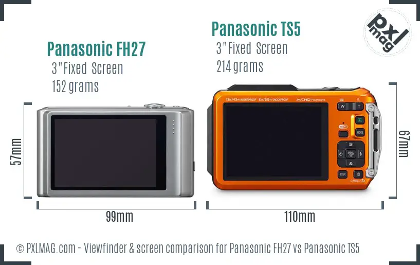Panasonic FH27 vs Panasonic TS5 Screen and Viewfinder comparison