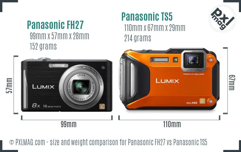 Panasonic FH27 vs Panasonic TS5 size comparison