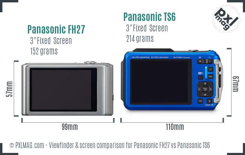 Panasonic FH27 vs Panasonic TS6 Screen and Viewfinder comparison