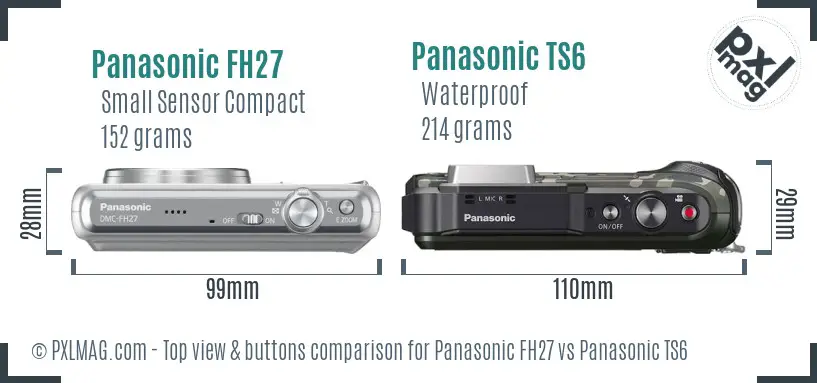 Panasonic FH27 vs Panasonic TS6 top view buttons comparison