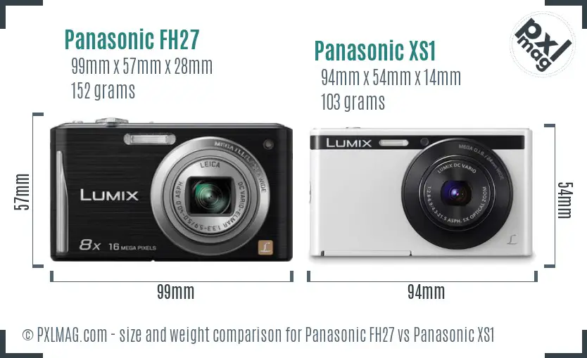 Panasonic FH27 vs Panasonic XS1 size comparison