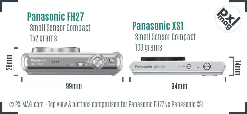 Panasonic FH27 vs Panasonic XS1 top view buttons comparison