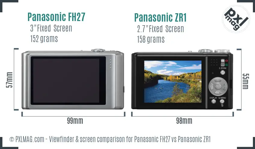 Panasonic FH27 vs Panasonic ZR1 Screen and Viewfinder comparison