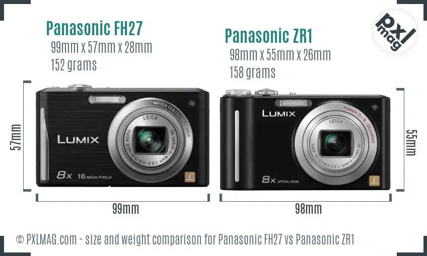 Panasonic FH27 vs Panasonic ZR1 size comparison