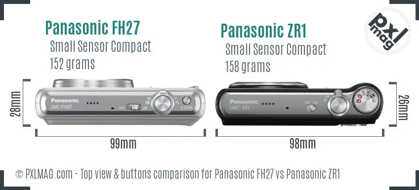 Panasonic FH27 vs Panasonic ZR1 top view buttons comparison