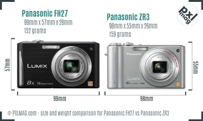 Panasonic FH27 vs Panasonic ZR3 size comparison