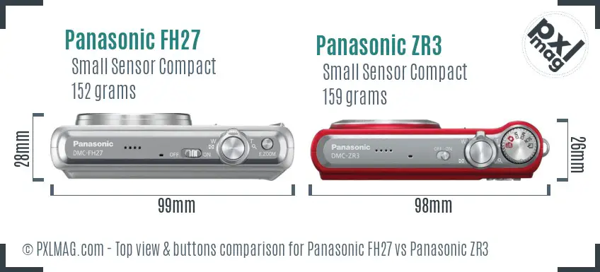 Panasonic FH27 vs Panasonic ZR3 top view buttons comparison