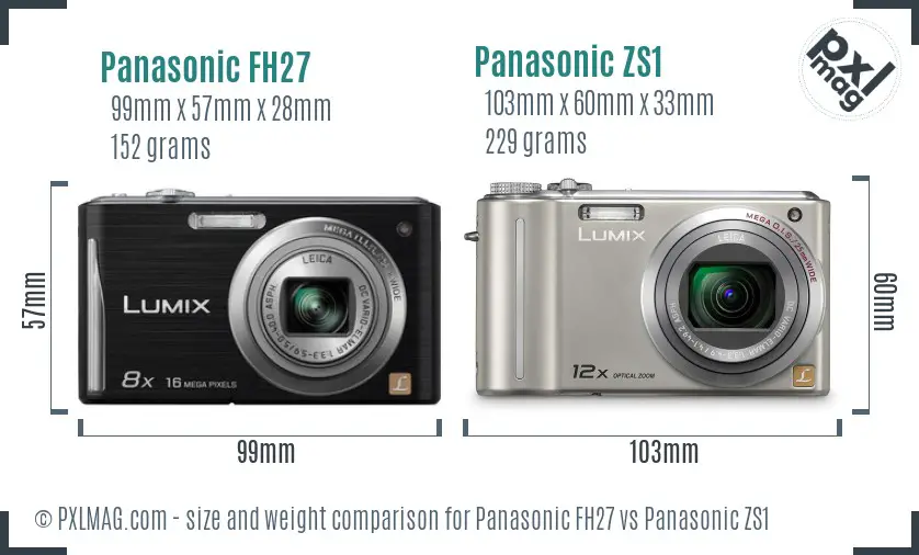 Panasonic FH27 vs Panasonic ZS1 size comparison