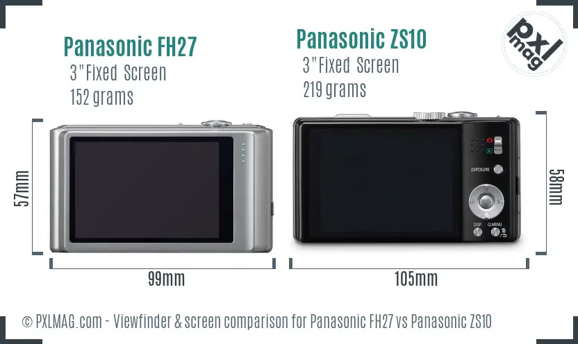 Panasonic FH27 vs Panasonic ZS10 Screen and Viewfinder comparison