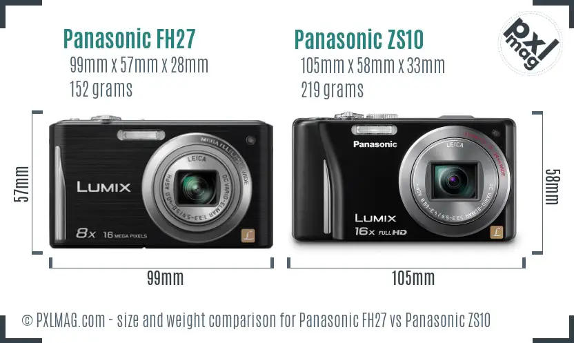 Panasonic FH27 vs Panasonic ZS10 size comparison