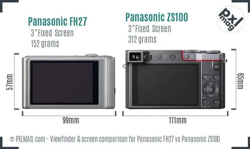 Panasonic FH27 vs Panasonic ZS100 Screen and Viewfinder comparison