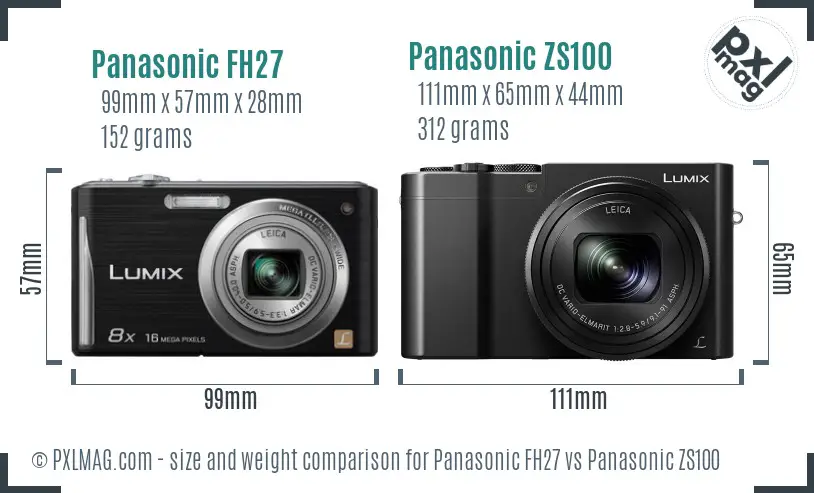Panasonic FH27 vs Panasonic ZS100 size comparison