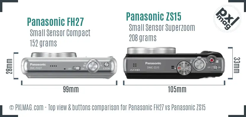 Panasonic FH27 vs Panasonic ZS15 top view buttons comparison