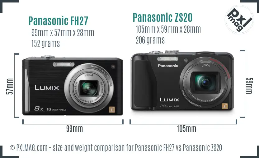 Panasonic FH27 vs Panasonic ZS20 size comparison