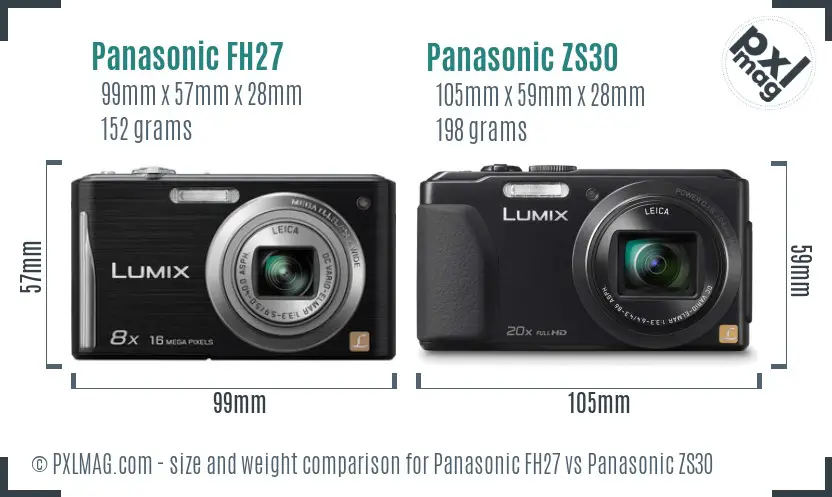 Panasonic FH27 vs Panasonic ZS30 size comparison