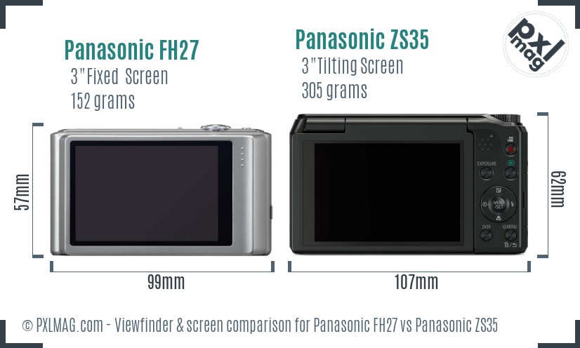 Panasonic FH27 vs Panasonic ZS35 Screen and Viewfinder comparison