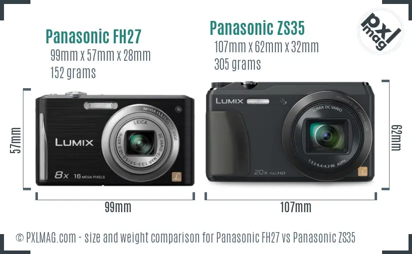 Panasonic FH27 vs Panasonic ZS35 size comparison