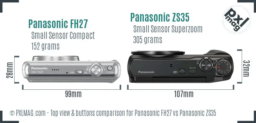 Panasonic FH27 vs Panasonic ZS35 top view buttons comparison