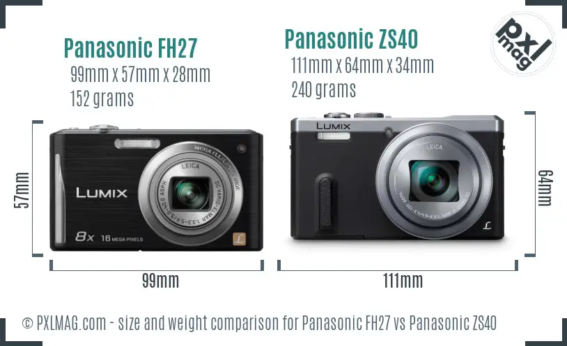 Panasonic FH27 vs Panasonic ZS40 size comparison