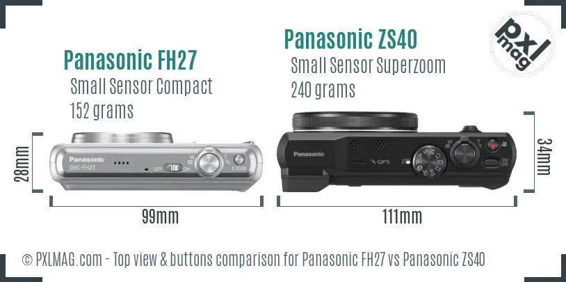 Panasonic FH27 vs Panasonic ZS40 top view buttons comparison