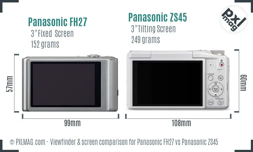 Panasonic FH27 vs Panasonic ZS45 Screen and Viewfinder comparison