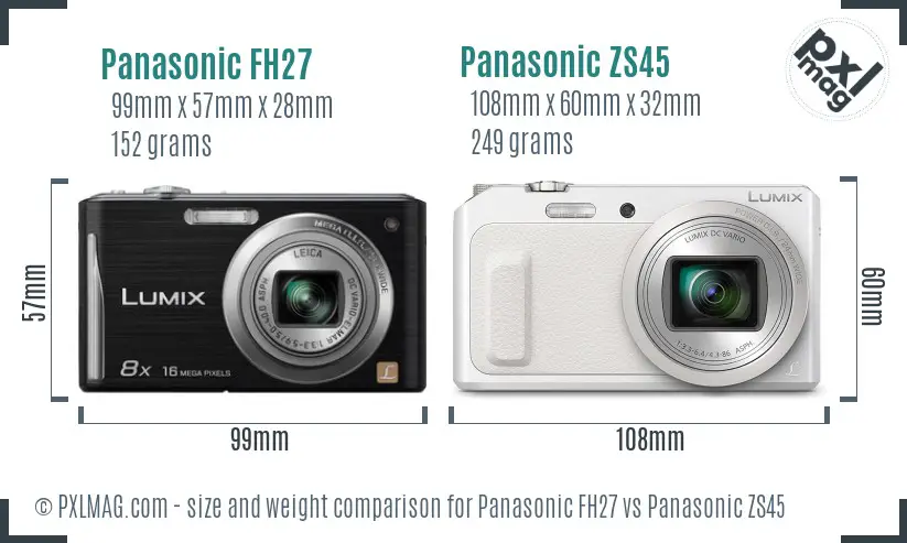 Panasonic FH27 vs Panasonic ZS45 size comparison