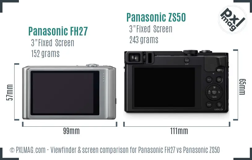 Panasonic FH27 vs Panasonic ZS50 Screen and Viewfinder comparison