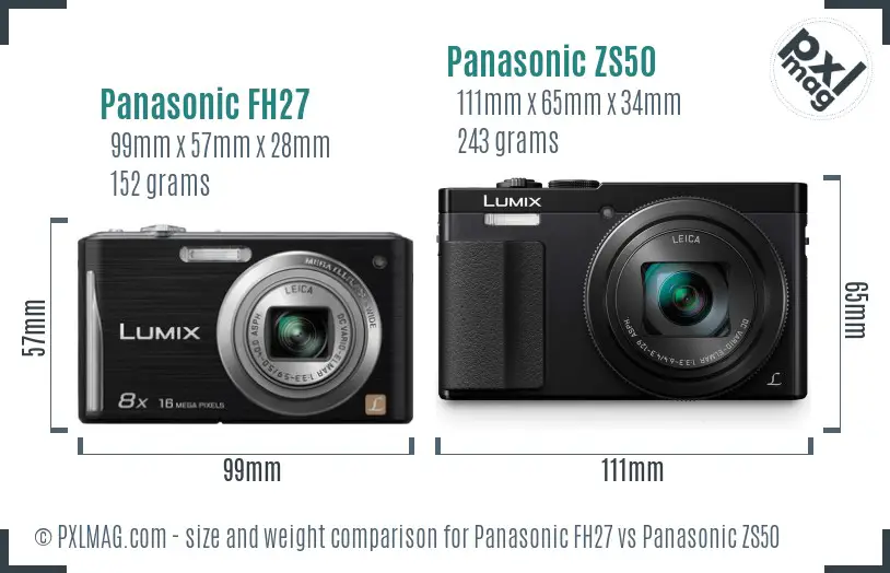 Panasonic FH27 vs Panasonic ZS50 size comparison