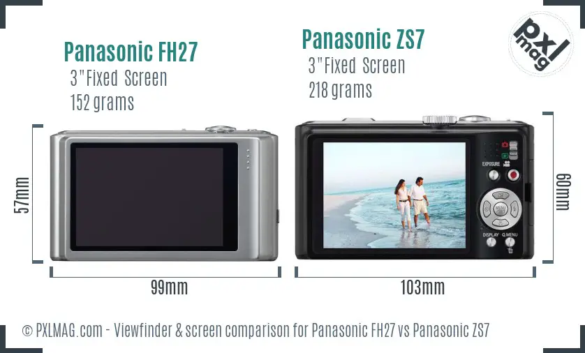 Panasonic FH27 vs Panasonic ZS7 Screen and Viewfinder comparison