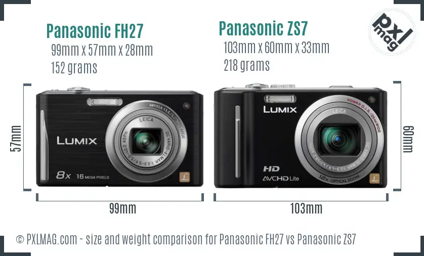 Panasonic FH27 vs Panasonic ZS7 size comparison