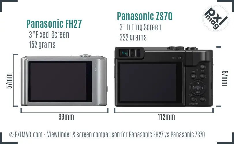 Panasonic FH27 vs Panasonic ZS70 Screen and Viewfinder comparison