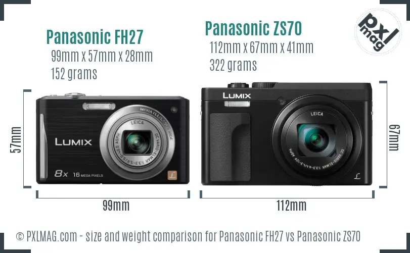 Panasonic FH27 vs Panasonic ZS70 size comparison