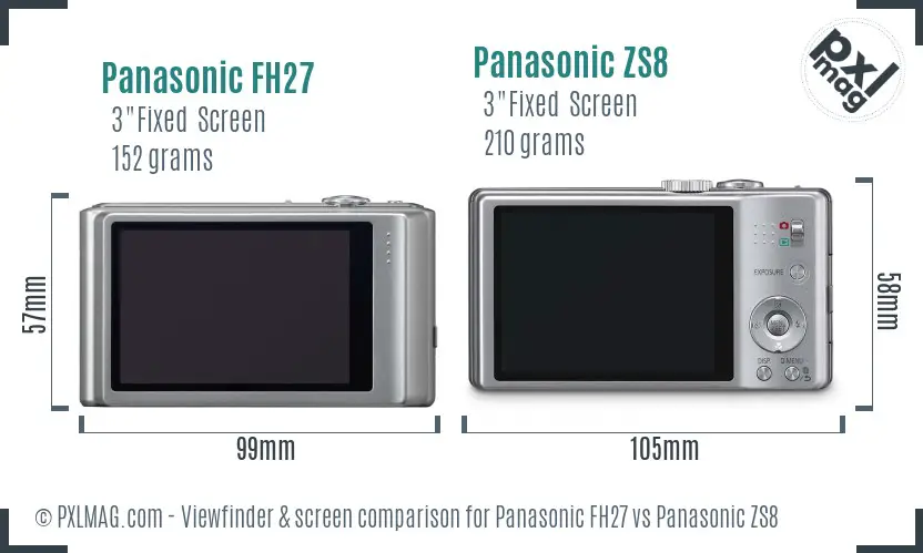 Panasonic FH27 vs Panasonic ZS8 Screen and Viewfinder comparison