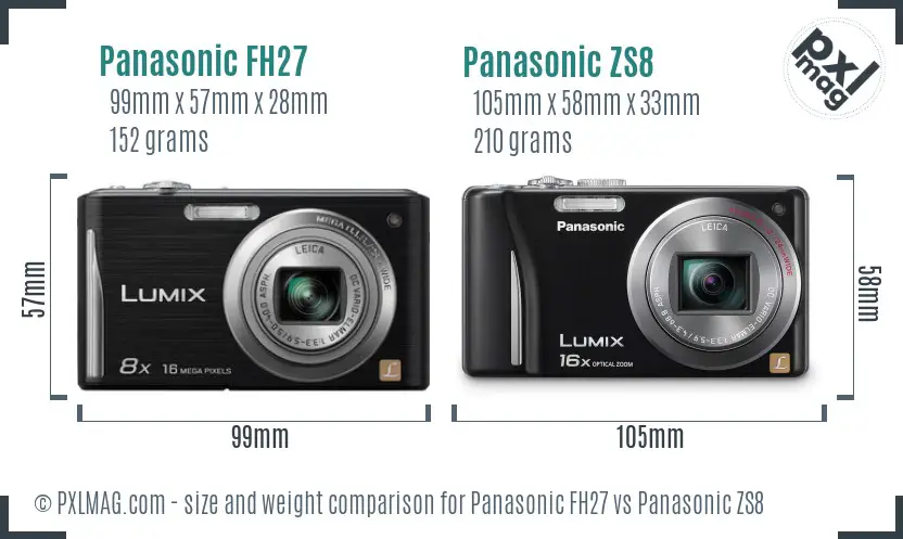 Panasonic FH27 vs Panasonic ZS8 size comparison