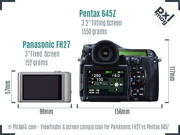 Panasonic FH27 vs Pentax 645Z Screen and Viewfinder comparison