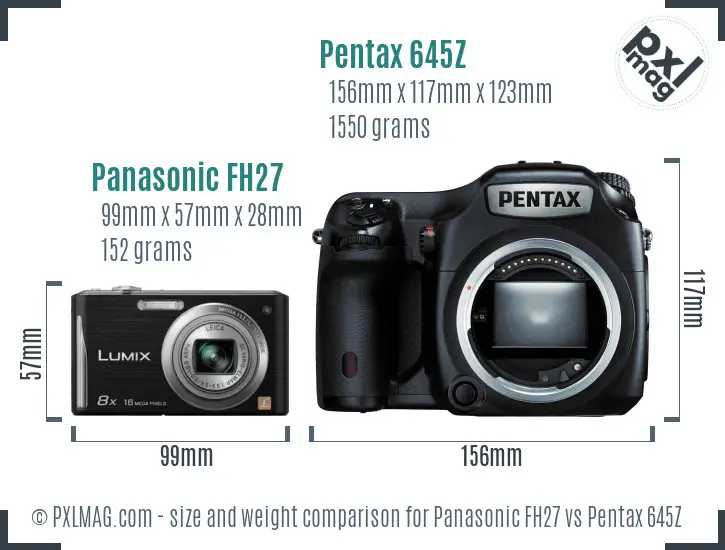 Panasonic FH27 vs Pentax 645Z size comparison