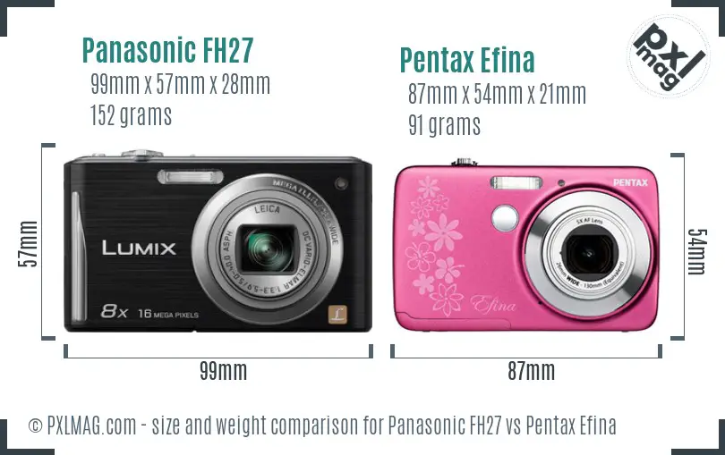 Panasonic FH27 vs Pentax Efina size comparison