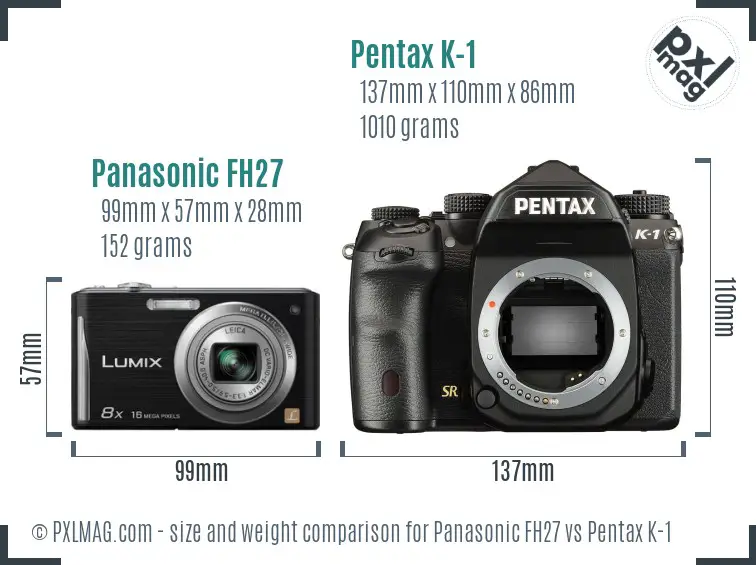 Panasonic FH27 vs Pentax K-1 size comparison