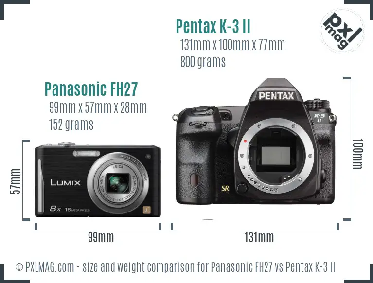 Panasonic FH27 vs Pentax K-3 II size comparison