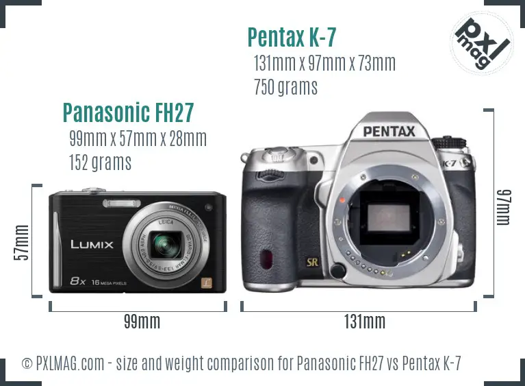 Panasonic FH27 vs Pentax K-7 size comparison