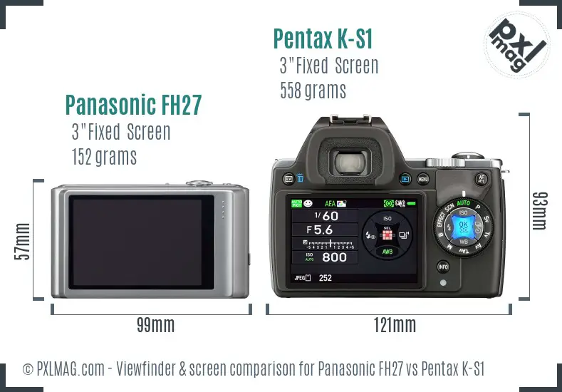 Panasonic FH27 vs Pentax K-S1 Screen and Viewfinder comparison