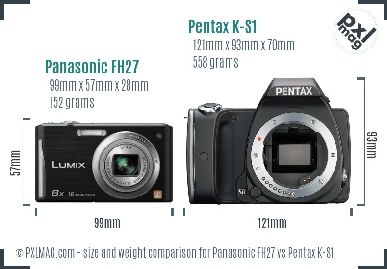 Panasonic FH27 vs Pentax K-S1 size comparison