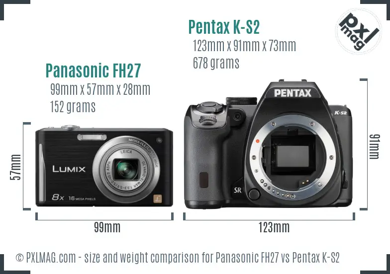 Panasonic FH27 vs Pentax K-S2 size comparison