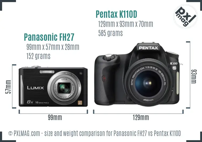 Panasonic FH27 vs Pentax K110D size comparison