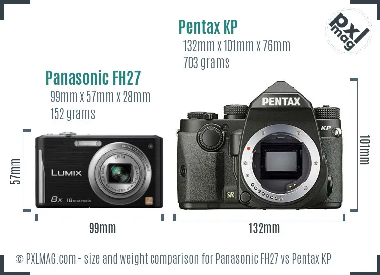 Panasonic FH27 vs Pentax KP size comparison