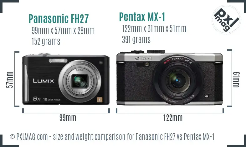 Panasonic FH27 vs Pentax MX-1 size comparison